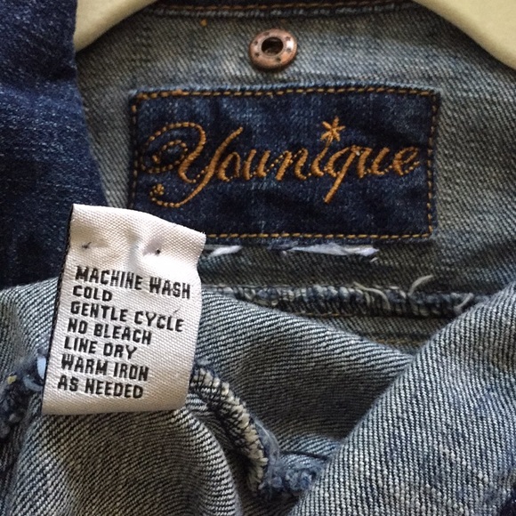 VINTAGE Y2K 90s JEAN JACKET VEST YOUNGIQUE STRETCH BOHO DISTRESS DENIM JEAN VEST - Picture 10 of 11